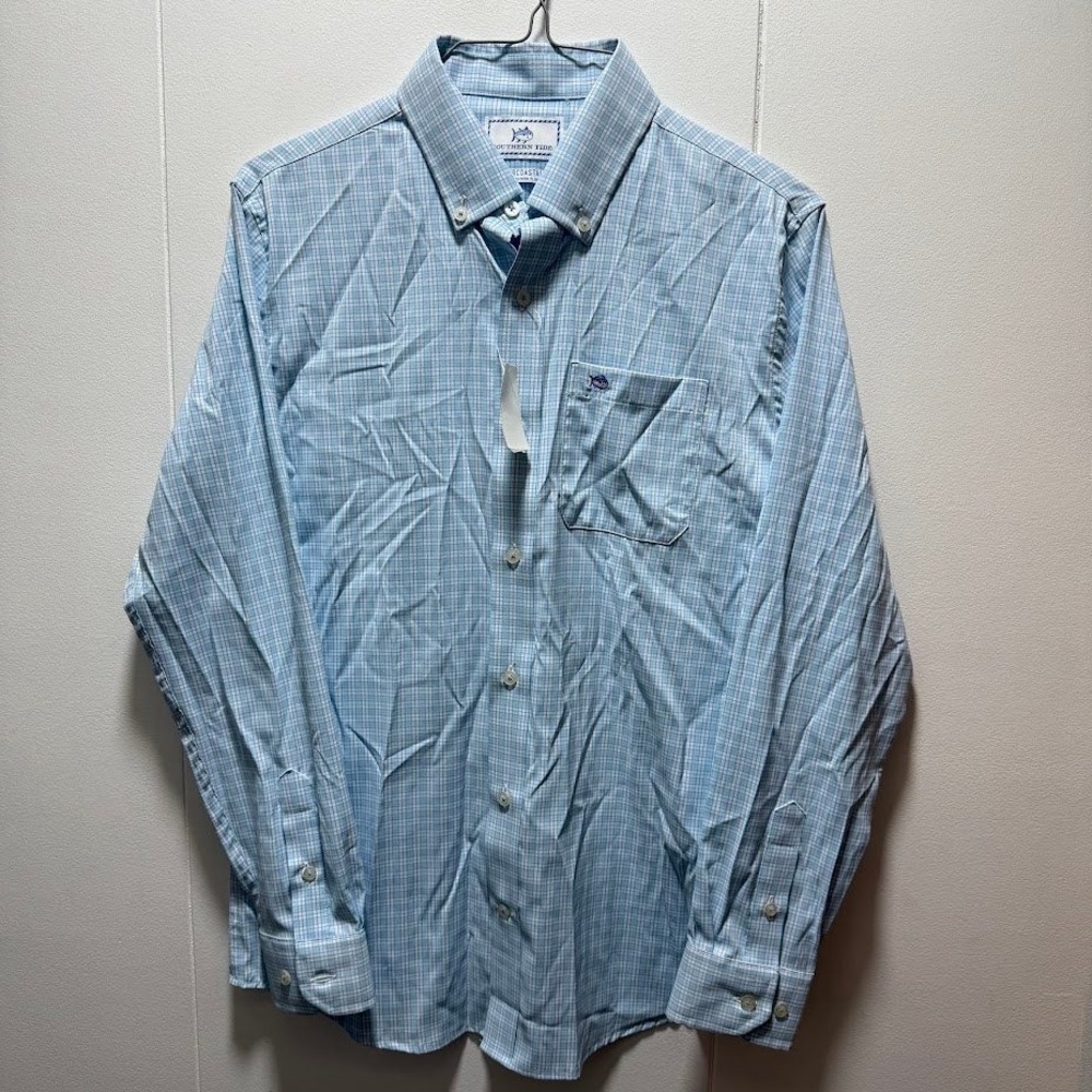 Southern Tide Boys Intercoastal Plaid Button Down Shirt Blue Size XL 16 NEW